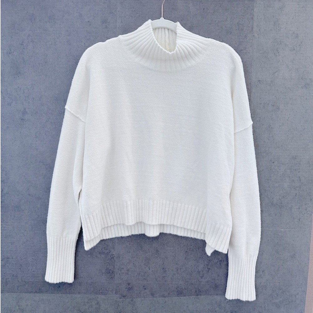 Free People Women Cream Boxy Knit Sweater OB1569559 L Vancouver Turtleneck
